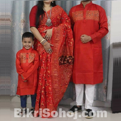 বাচ্চা সহ কাপড় ড্রেস(ফ্যামিলি কম্বো)